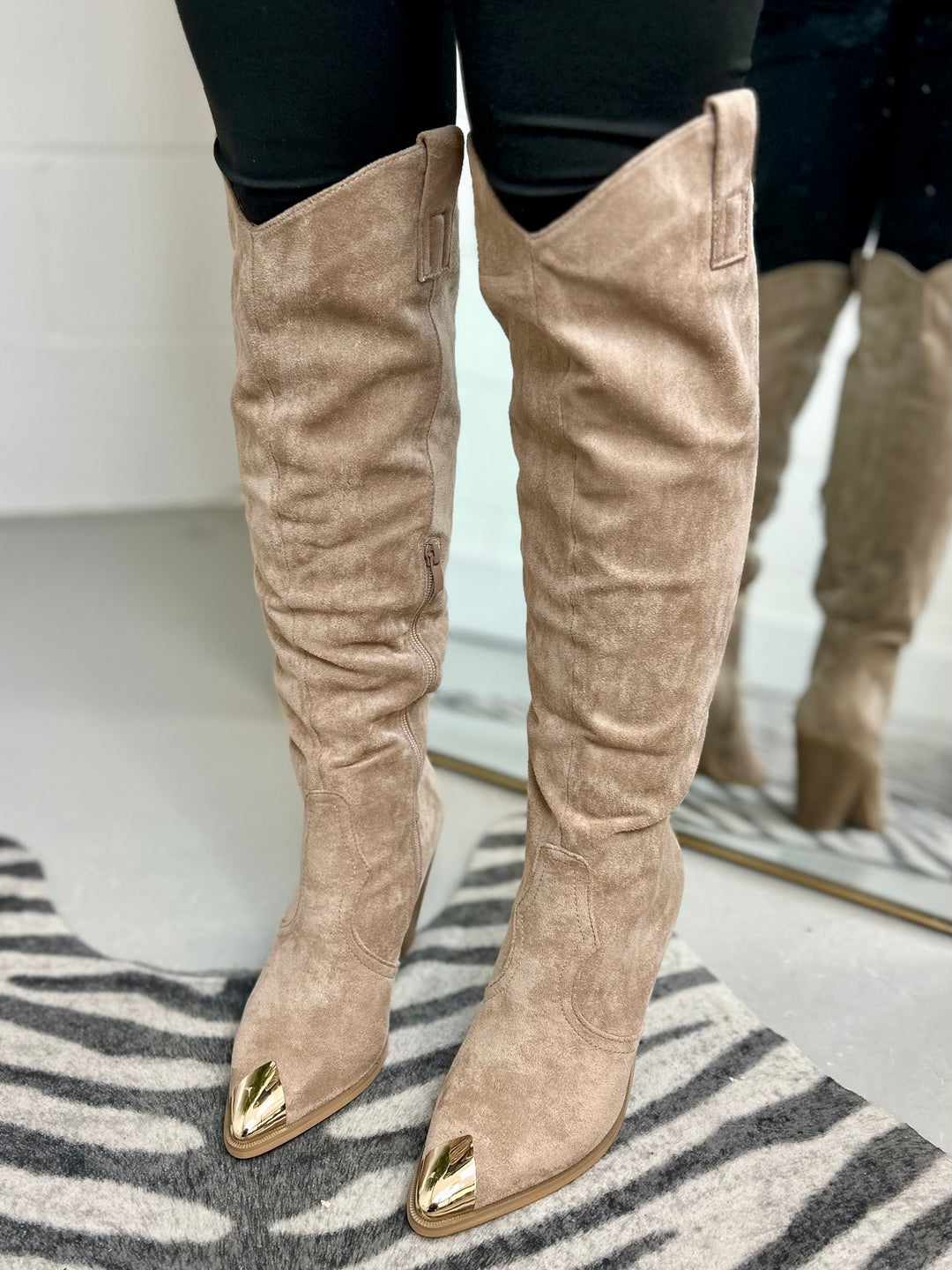 Knee High Faux Suede Cowboy Boots (2 Colours)