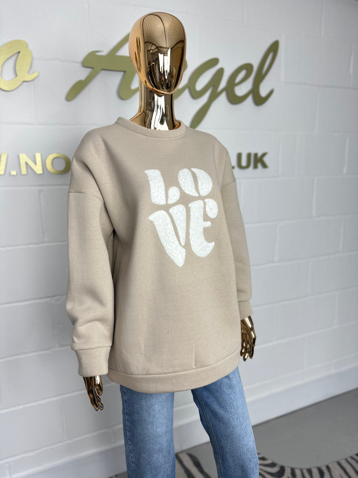 Beige Luxury LOVE Oversize Sweatshirt