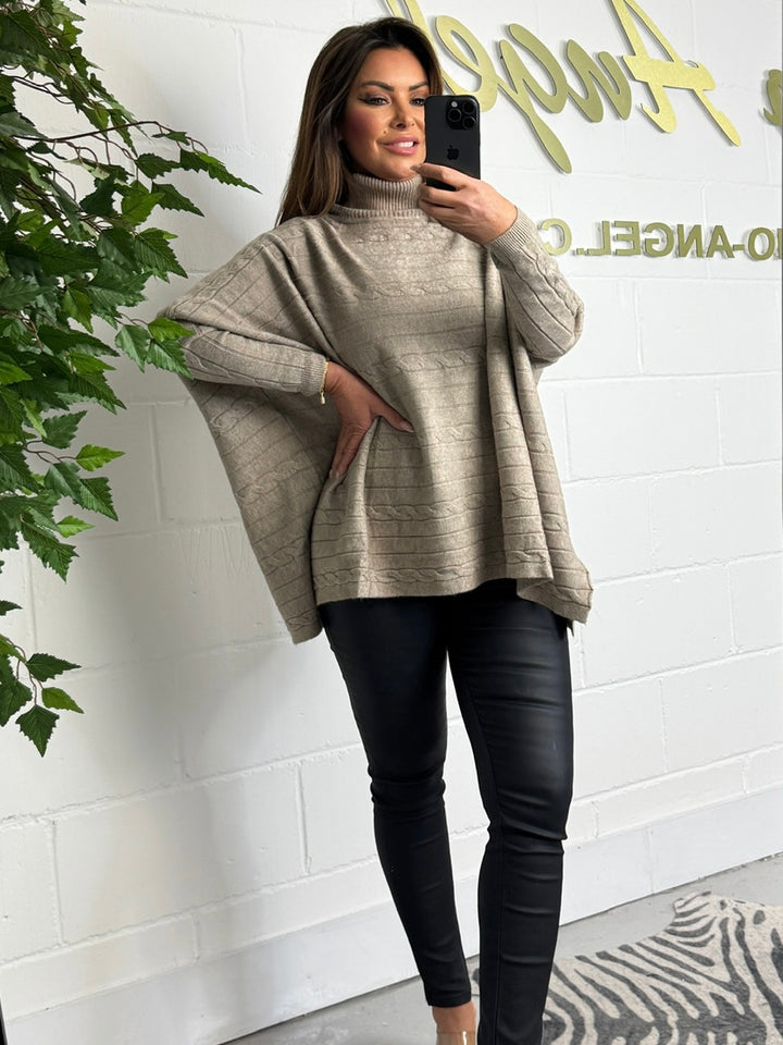 Roll Neck Oversize Cable Knit Jumper (5 Colours)