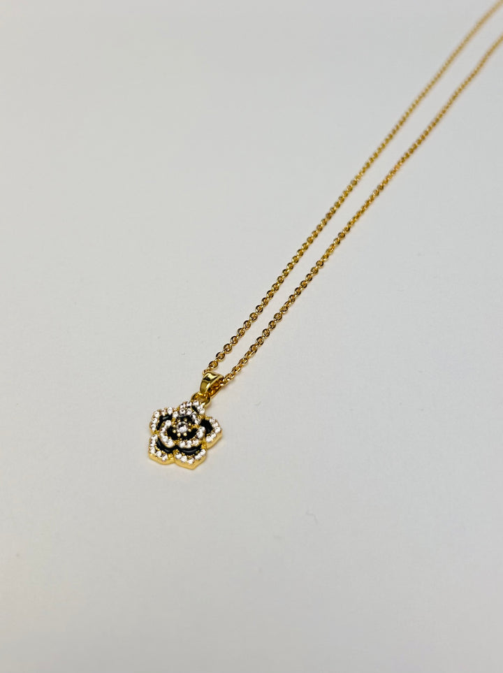 Gold Flower Diamante Necklace