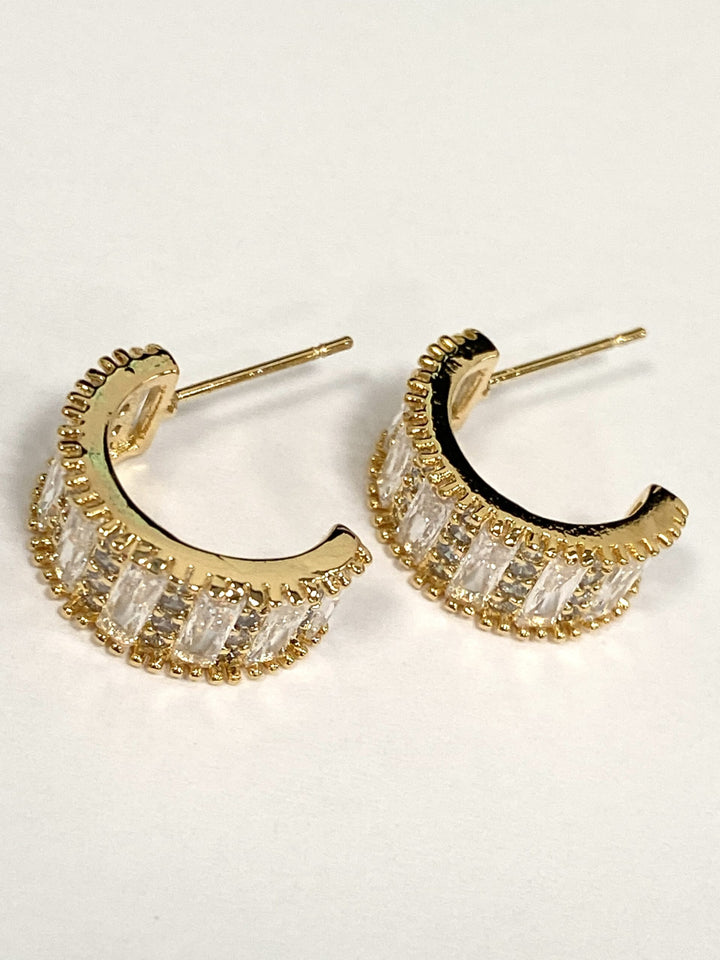 Gold Diamonté Chunky Thick Earrings  7585