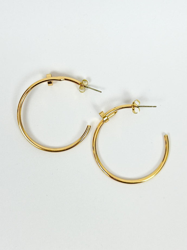 Gold Screw Hoop Earrings