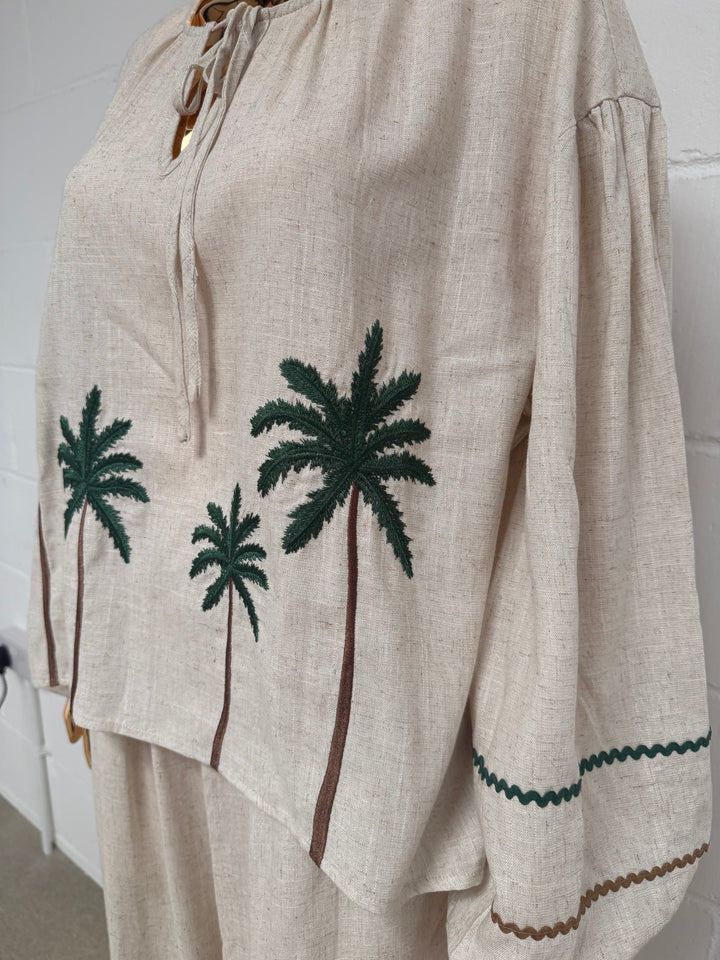 Linen Mix Palm Tree Co-Ord (2 Colours)