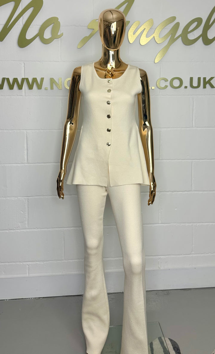 Gold Button Waistcoat & Flare Trouser Co-Ord (3 Colours)