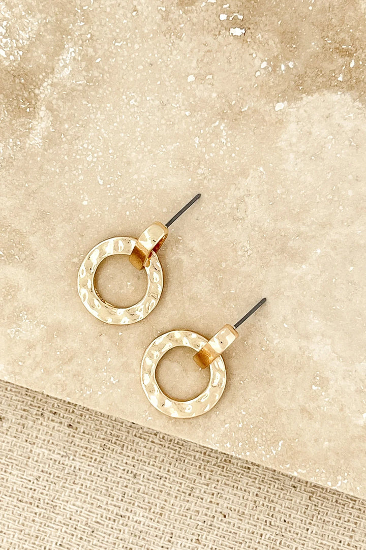 Gold Textured Circle Earring 6866