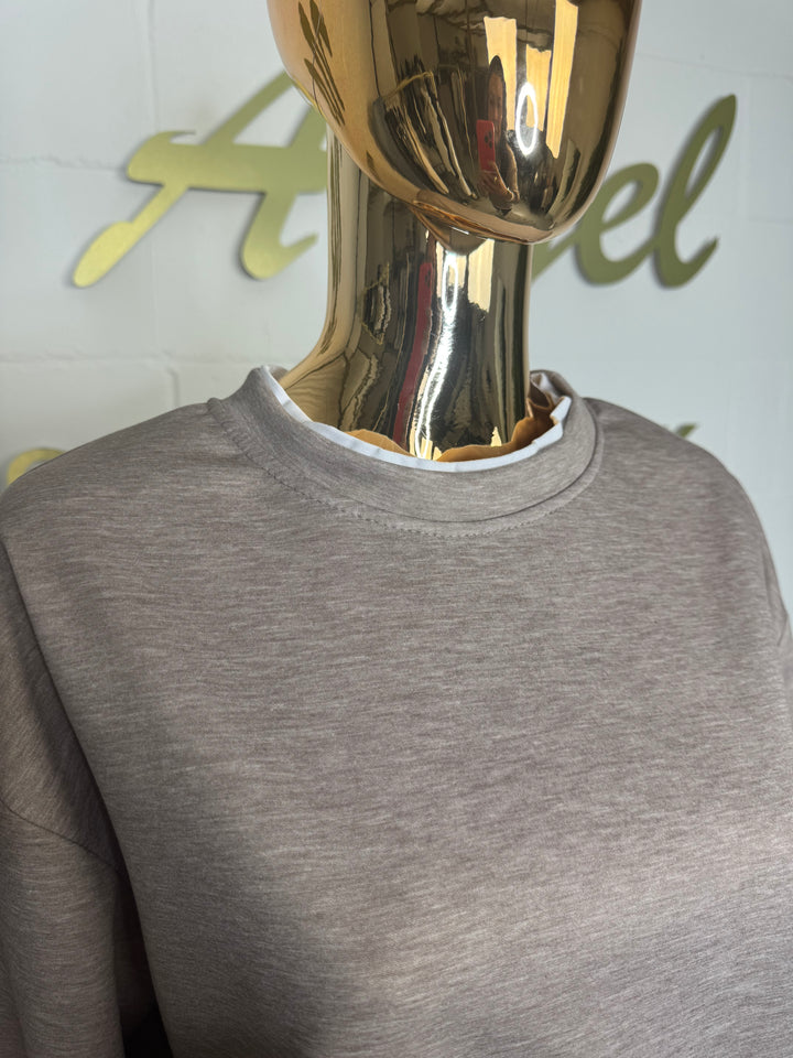 Taupe T-Shirt illusion Tracksuit Co-ord