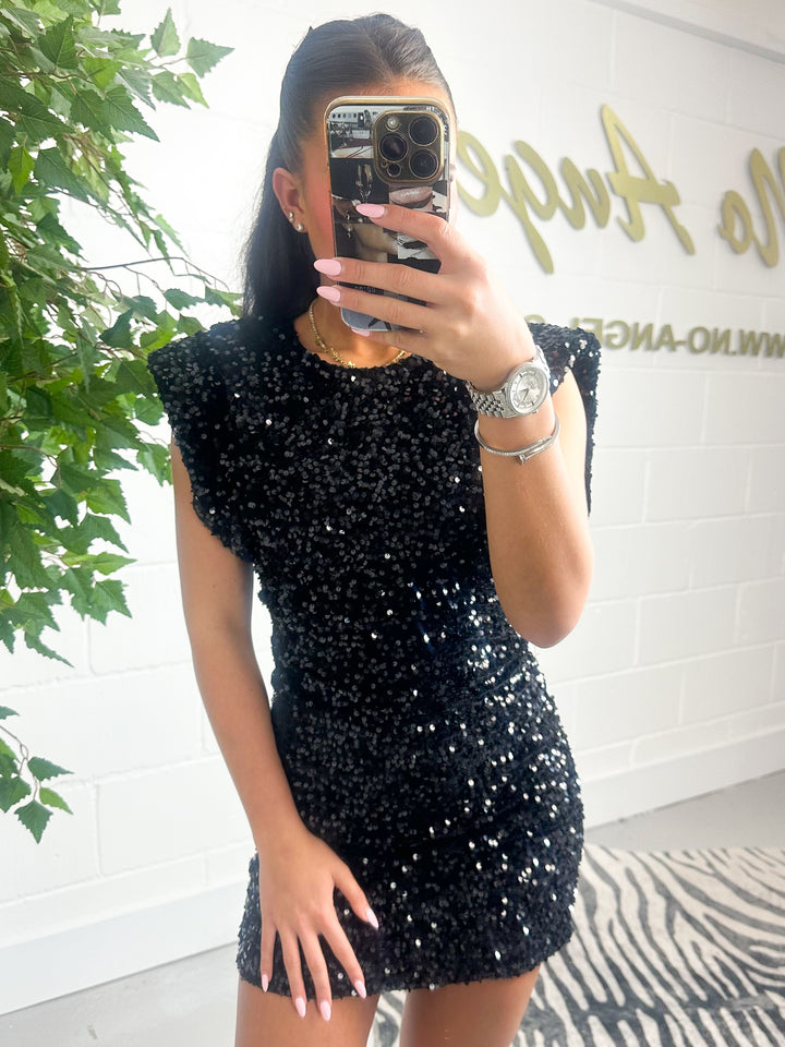 Black Sequin Mini Dress