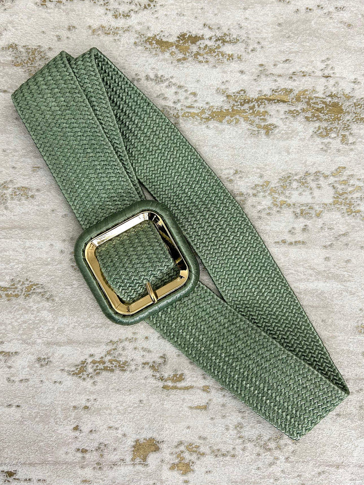 Square Buckle Woven Belt (6 Colours)