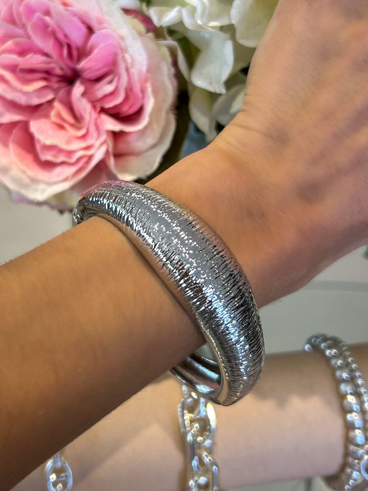 Textured Oval Cuff Bangle