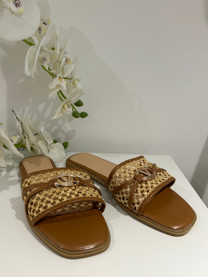 V Buckle Woven Sandals (2 Colours)