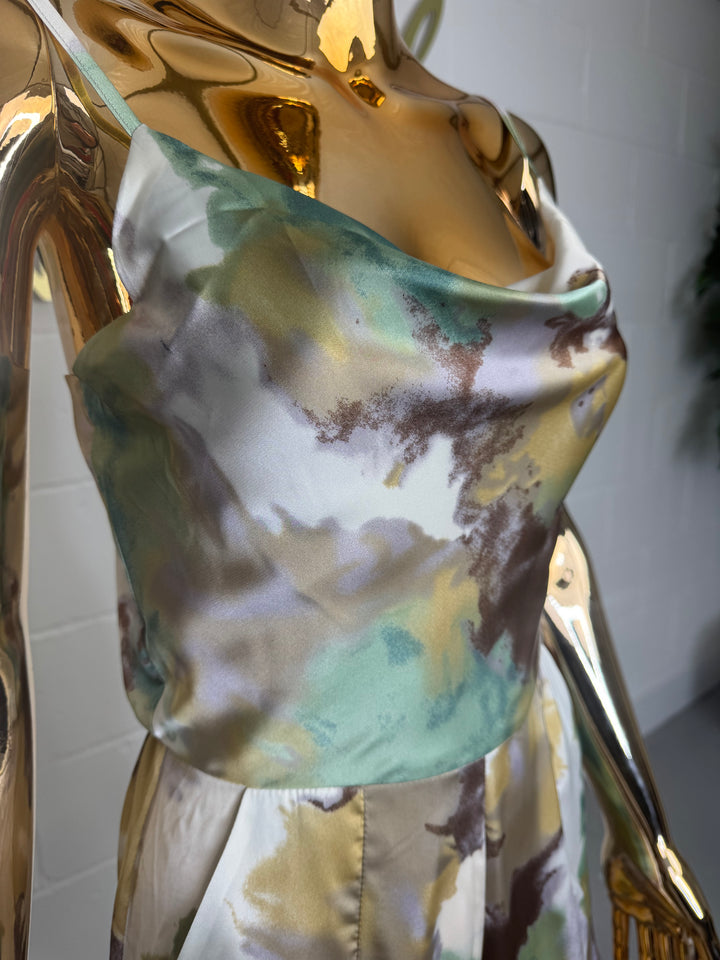 Sage/Gold Marble Cowl Neck Jumpsuit