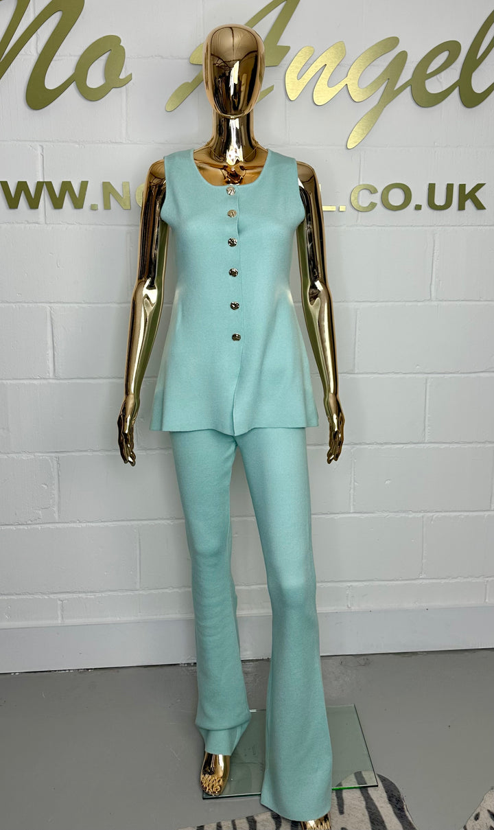 Gold Button Waistcoat & Flare Trouser Co-Ord (3 Colours)