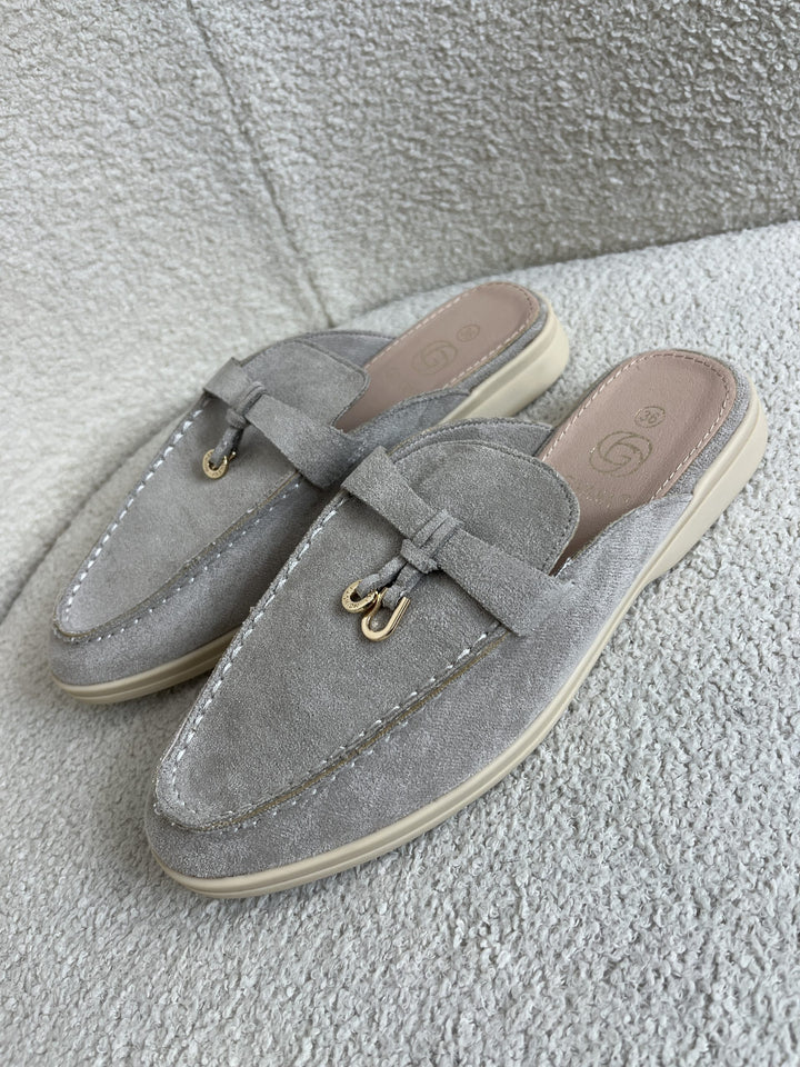 Pale Grey Loafer Sliders 9381
