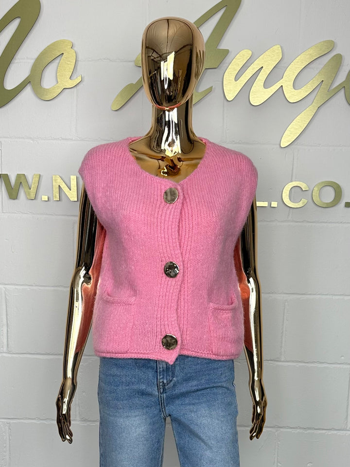 Triple Gold Button Soft Knit Waistcoat (3 Colours)