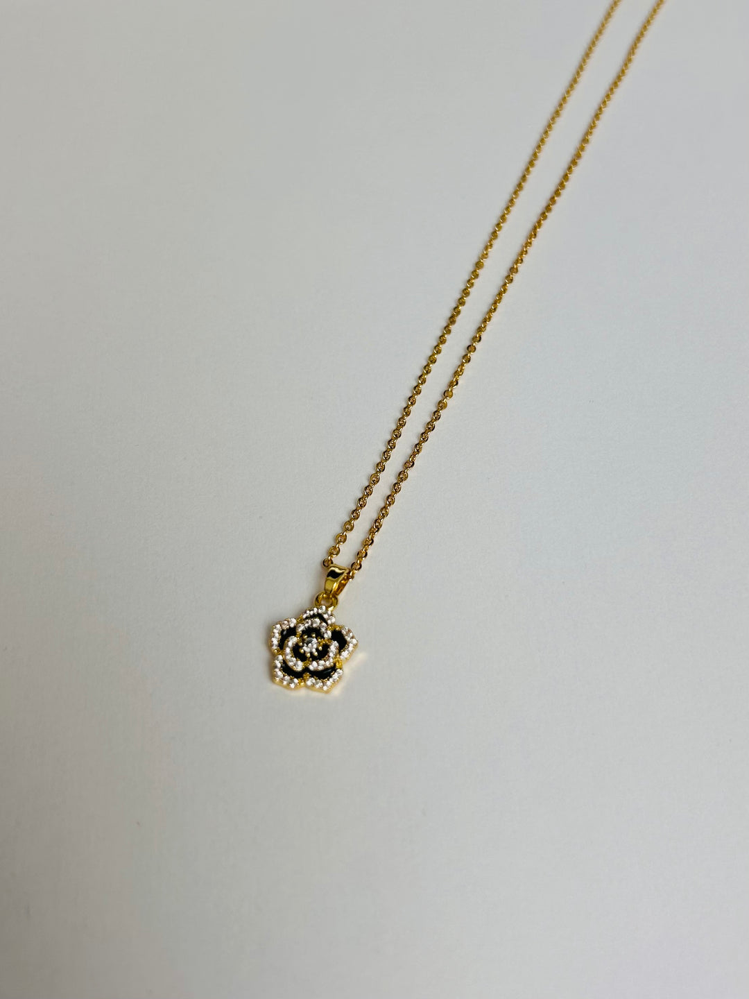 Gold Flower Diamante Necklace