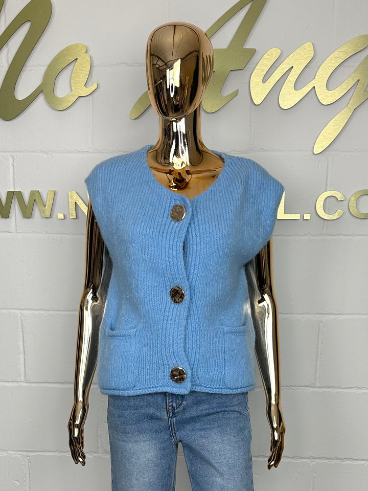 Triple Gold Button Soft Knit Waistcoat (3 Colours)