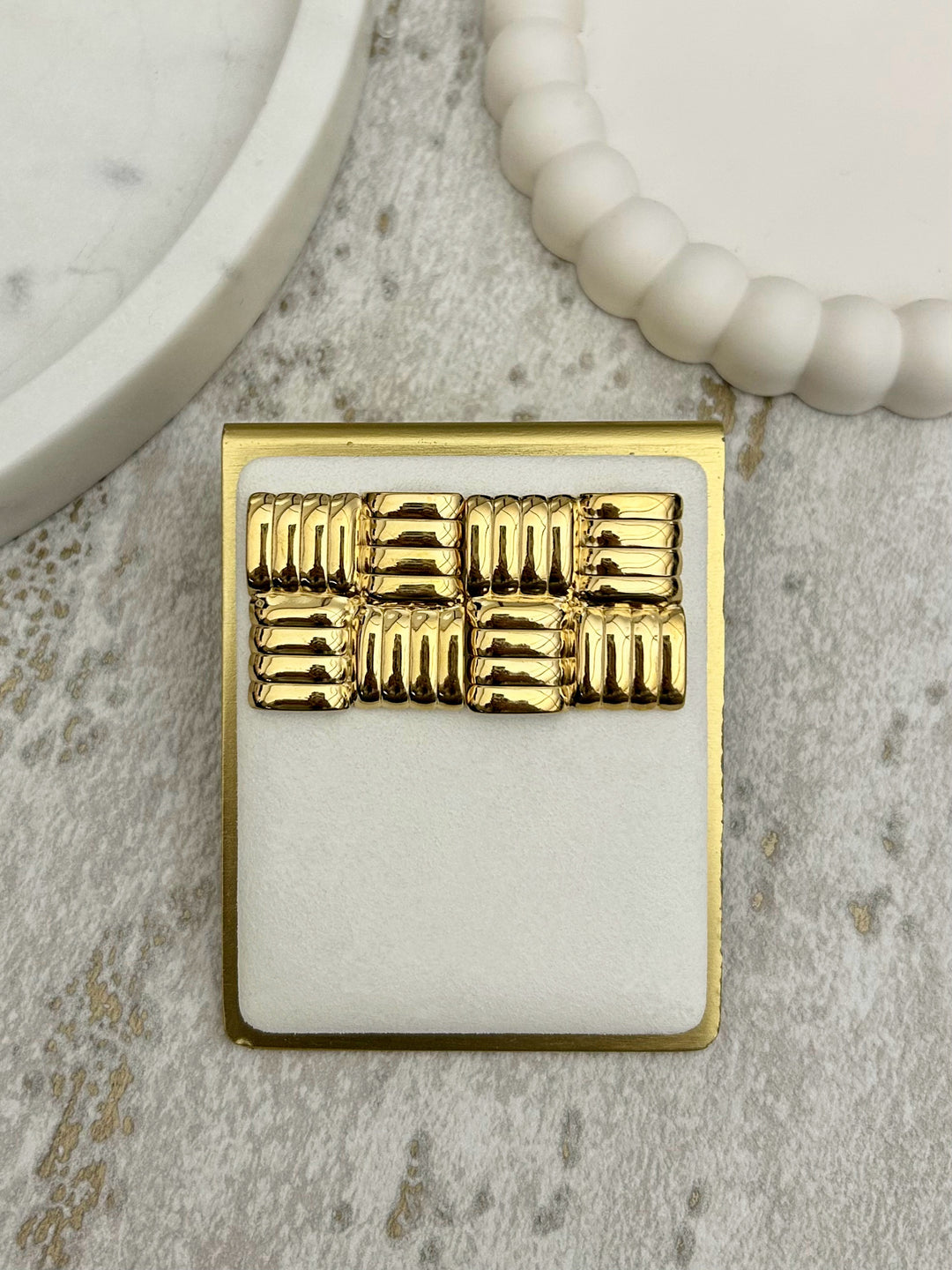 Gold Square Woven Stud Earrings