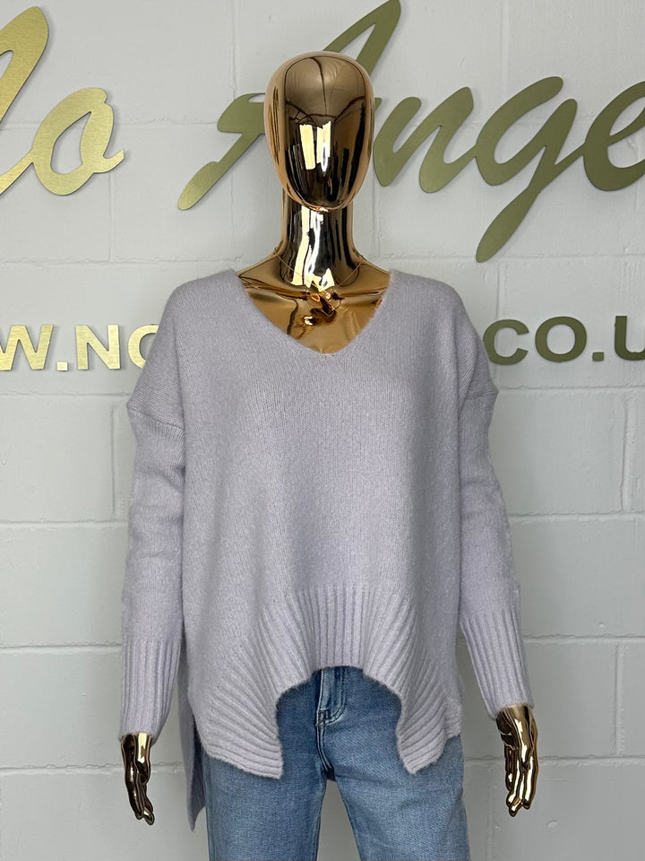 V-Neck Soft Knit Hight Low Jumper (4 Colours)