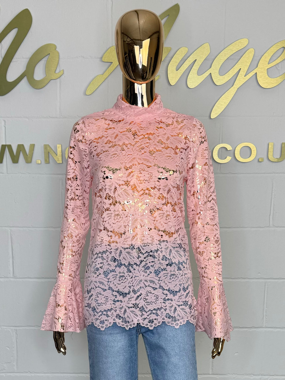 Turtle Neck Lace Bell Sleeve Top (5 Colours)