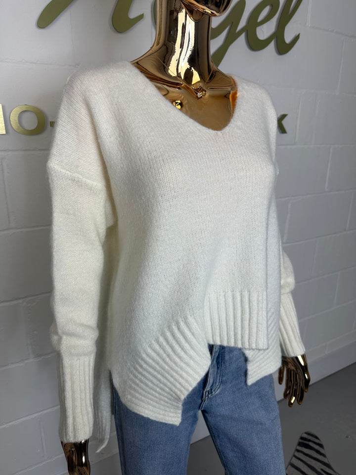 V-Neck Soft Knit Hight Low Jumper (4 Colours)