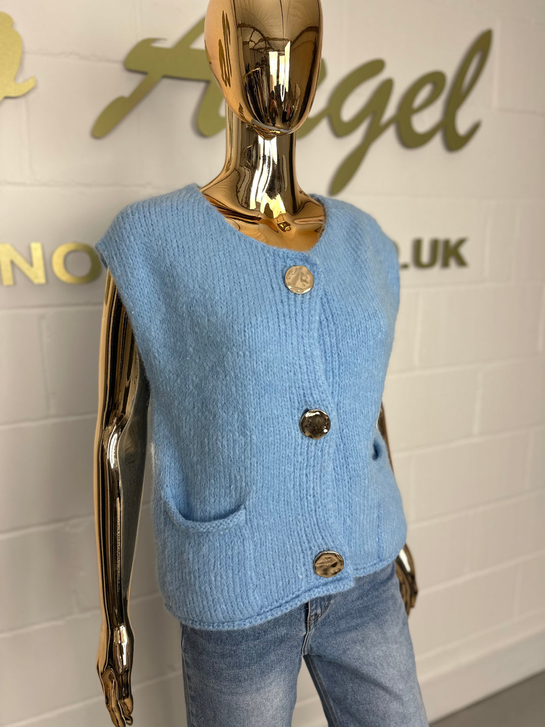 Triple Gold Button Soft Knit Waistcoat (3 Colours)