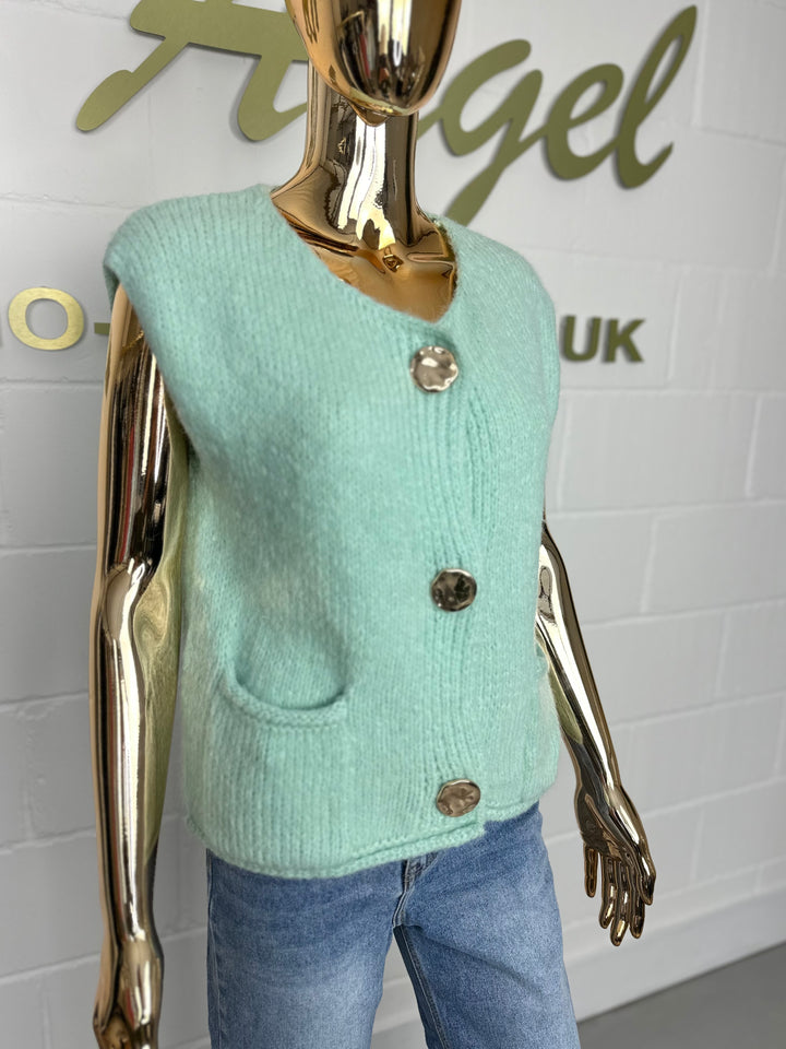 Triple Gold Button Soft Knit Waistcoat (3 Colours)