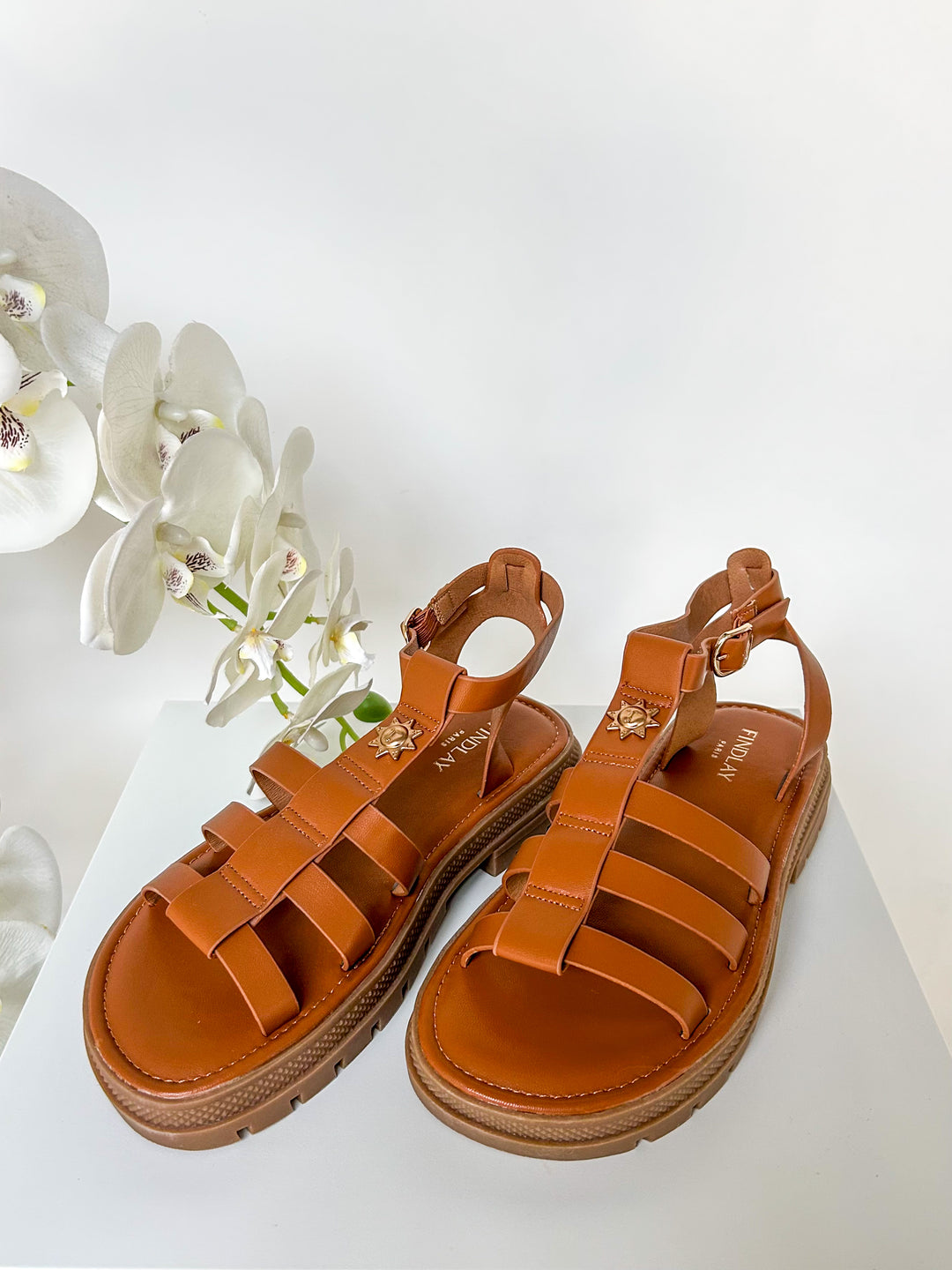 Tan Chunky Gladiator Faux Leather Sandals