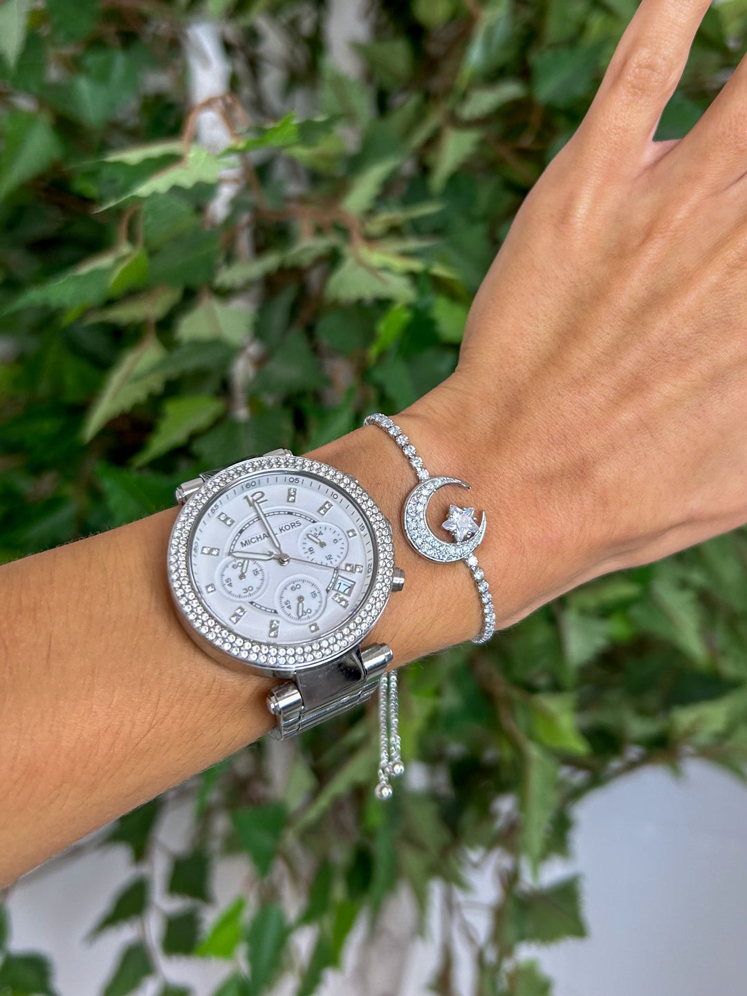 Silver Adjustable Moon/Star Bracelet