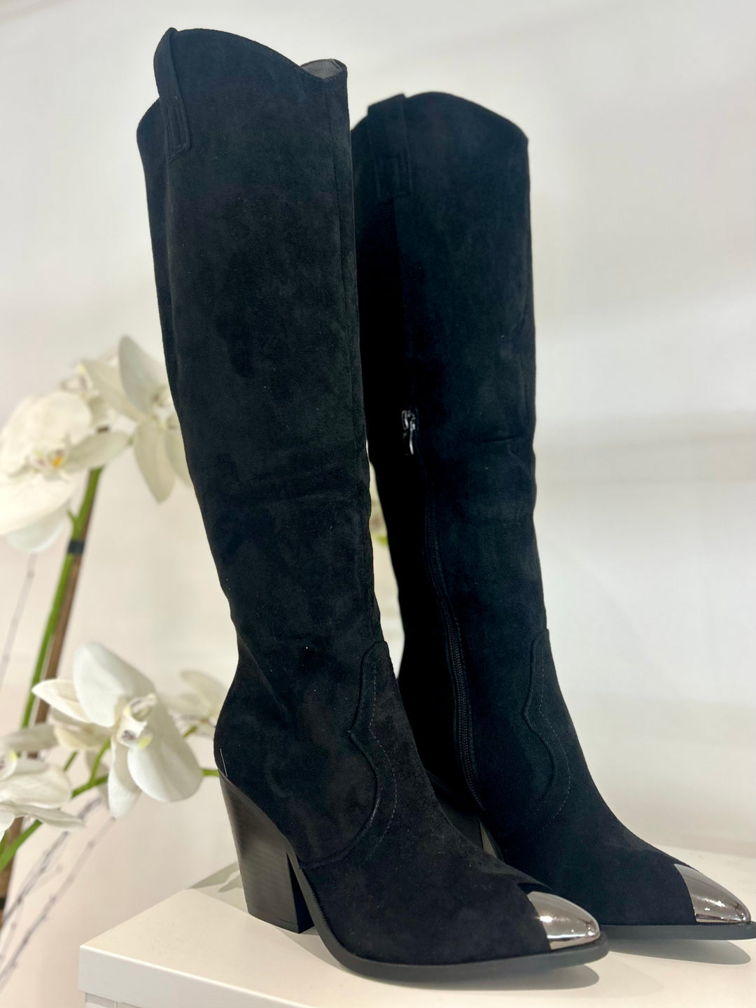 Knee High Faux Suede Cowboy Boots (2 Colours)