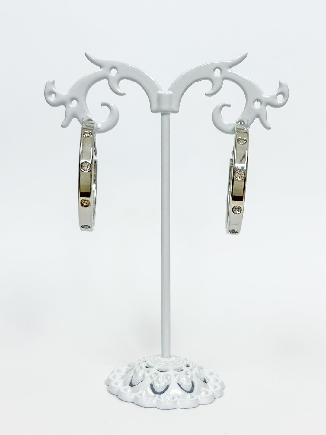 Slim Diamante Studded Hoop Earrings (2 Colours)