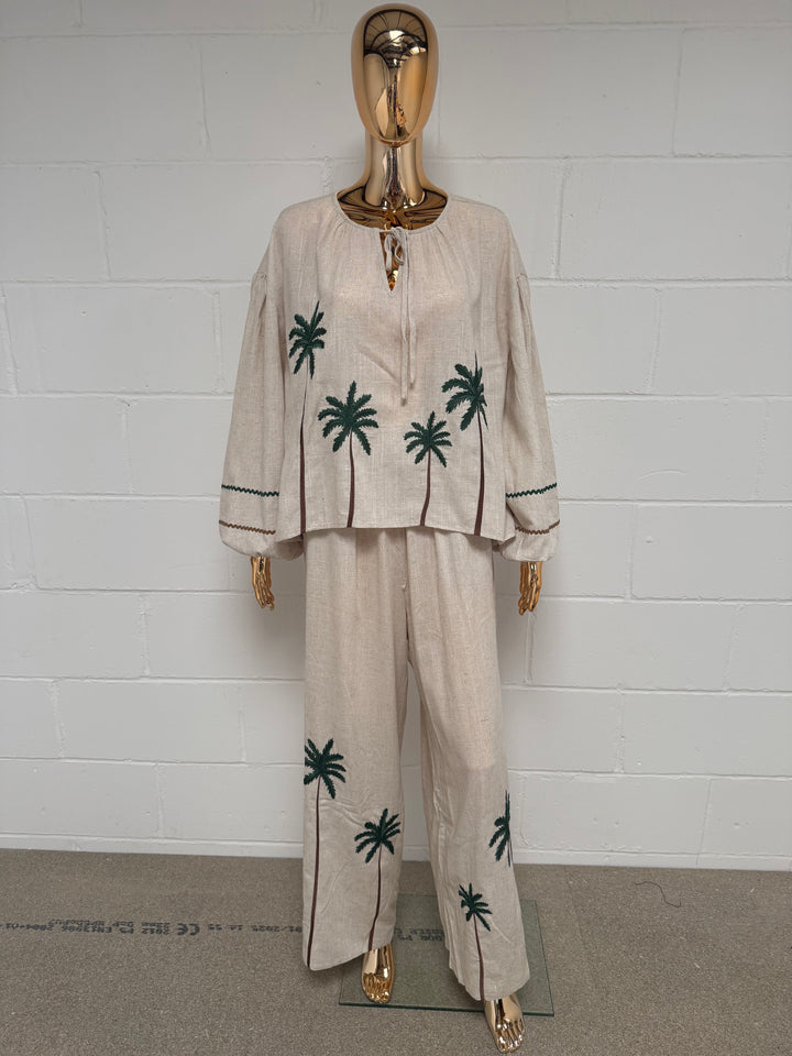 Linen Mix Palm Tree Co-Ord (2 Colours)