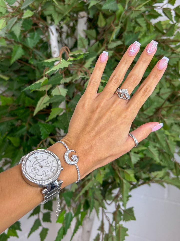 Silver Adjustable Moon/Star Bracelet