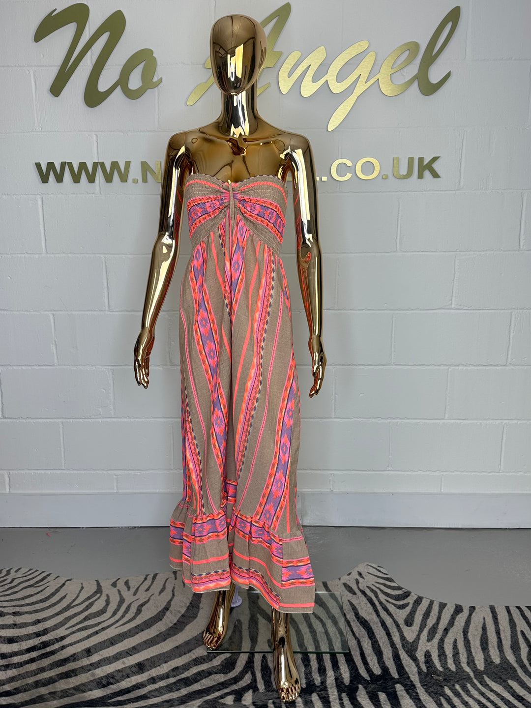 Aztec Print Smocked Bandeau Maxi Dress (2 Colours)