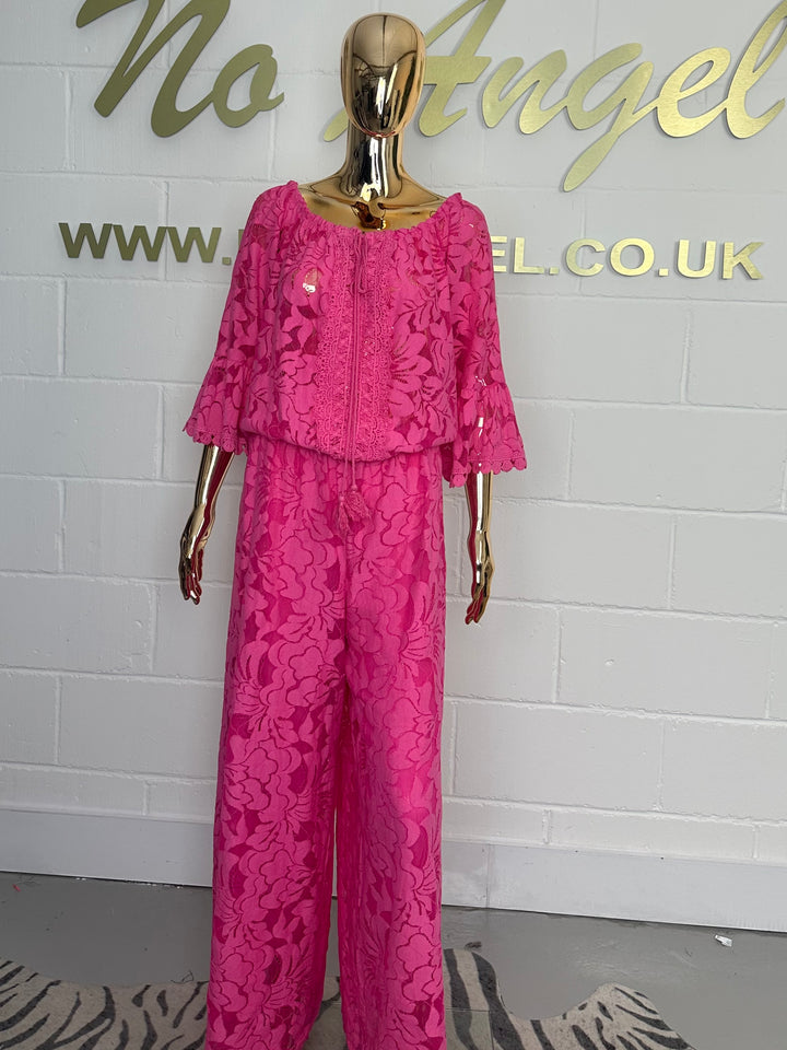 Lace Bardot Elasticated Waist Jumpsuit (5 Colours)