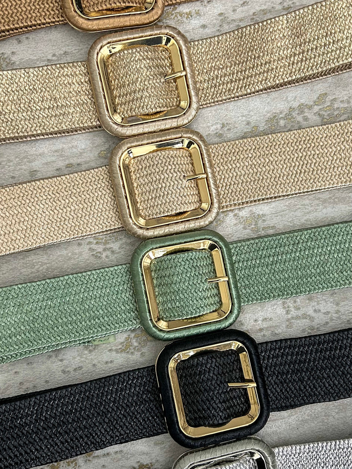 Square Buckle Woven Belt (6 Colours)