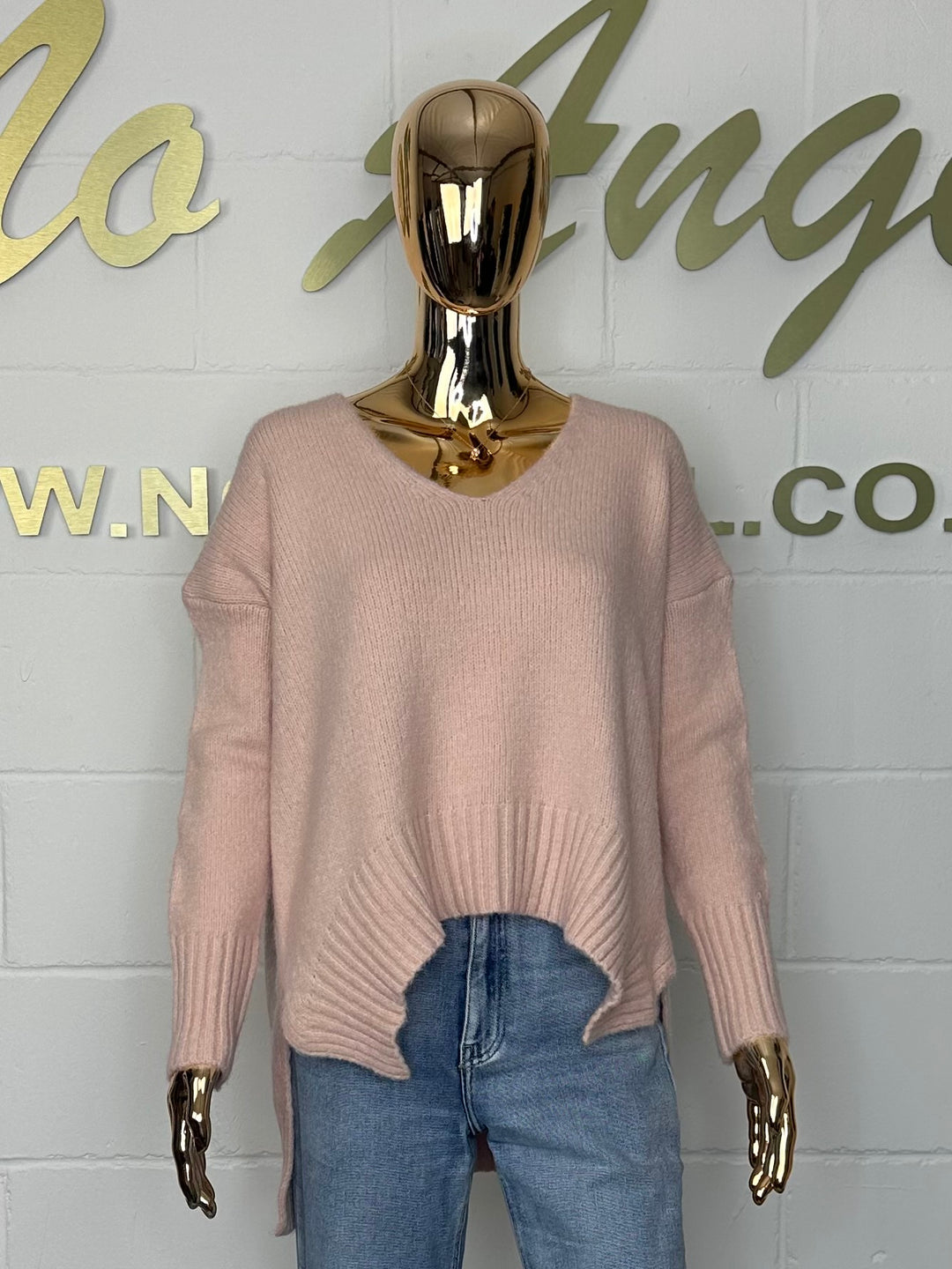 V-Neck Soft Knit Hight Low Jumper (4 Colours)