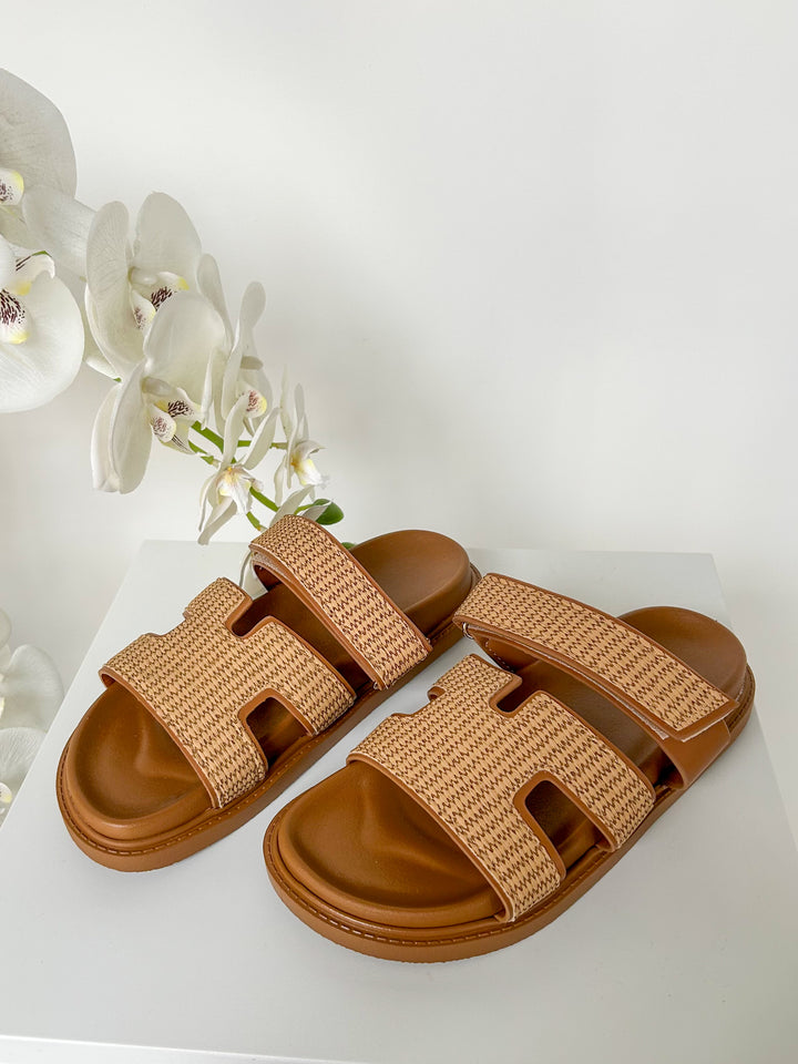 Velcro Strap Woven Detail Sandals