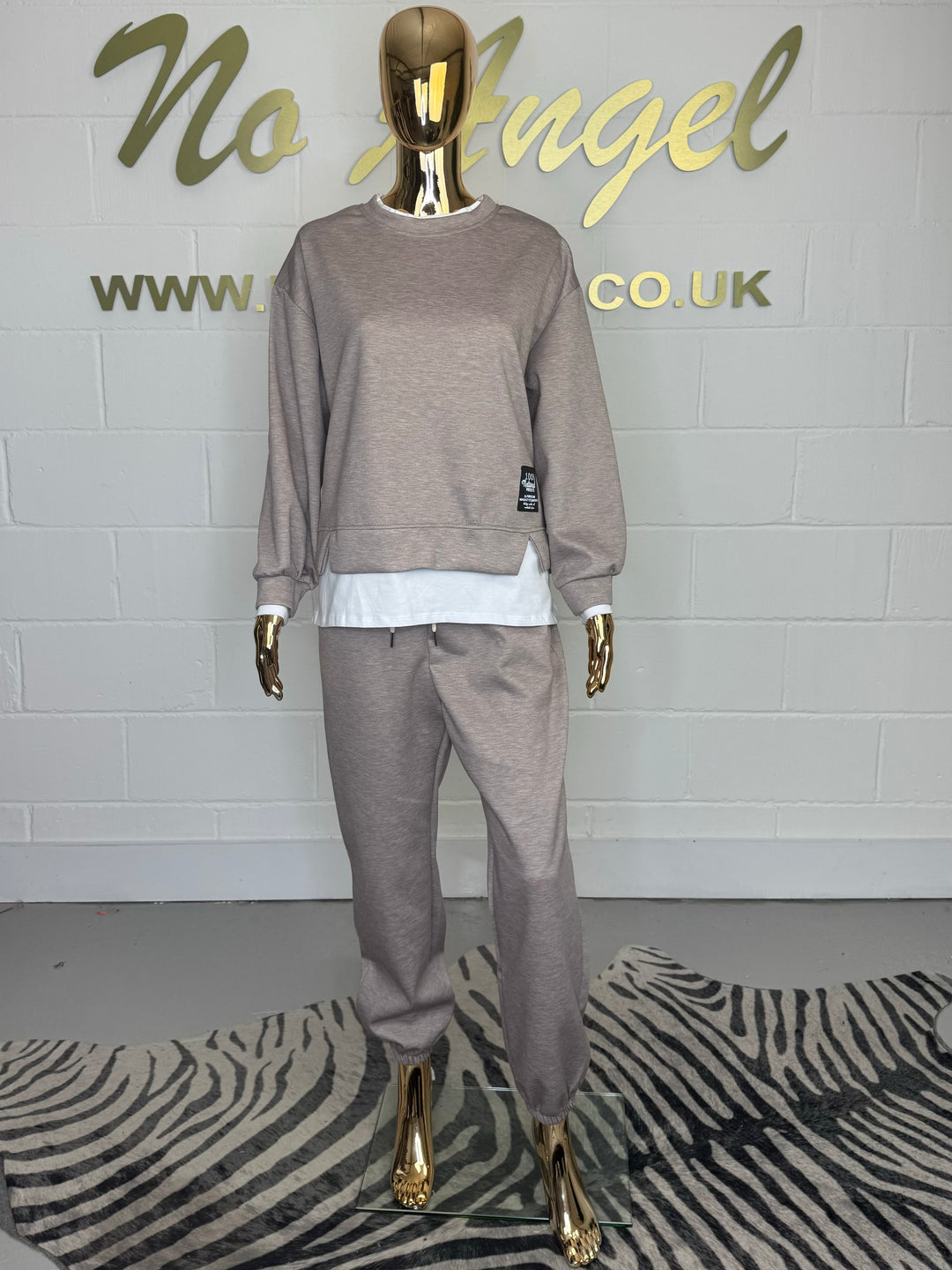 Taupe T-Shirt illusion Tracksuit Co-ord