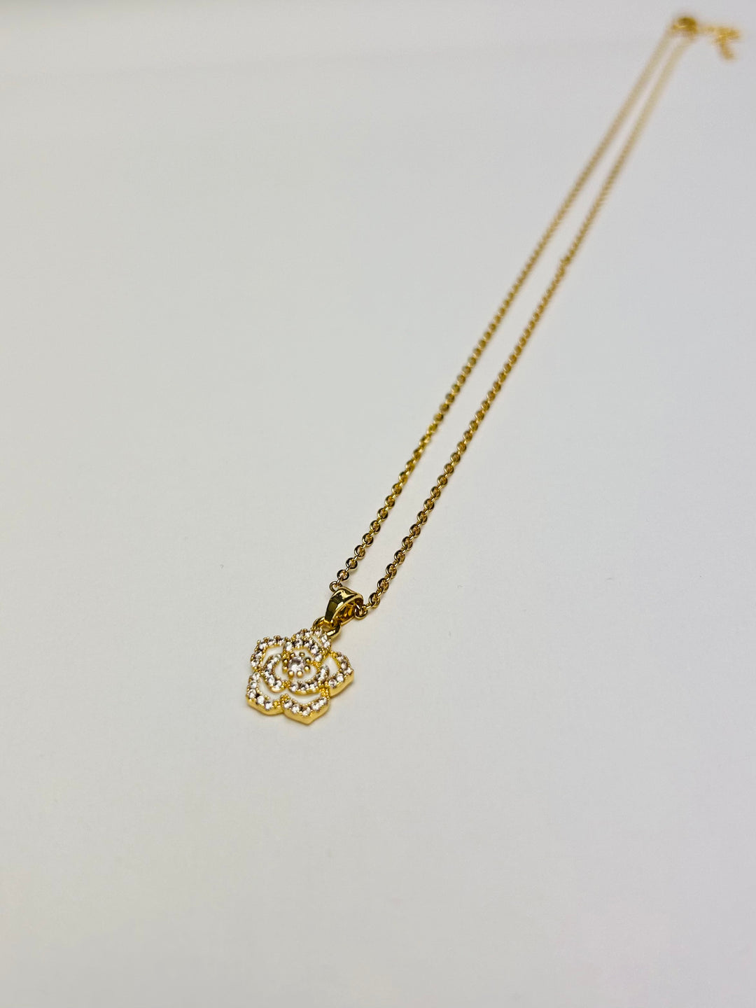 Gold Flower Diamante Necklace