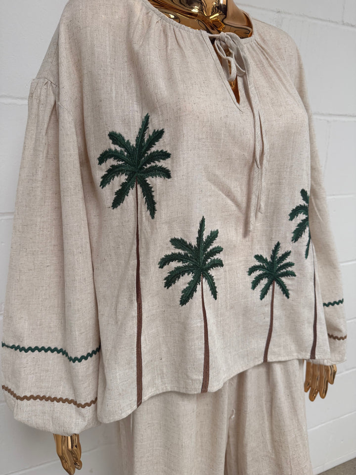 Linen Mix Palm Tree Co-Ord (2 Colours)