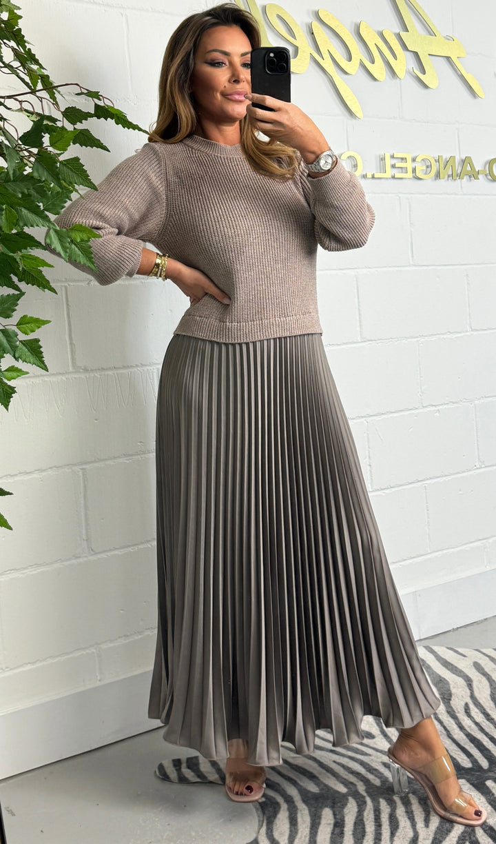 Long Sleeve Jumper & Pleated Bottom Dress (7 Colours)