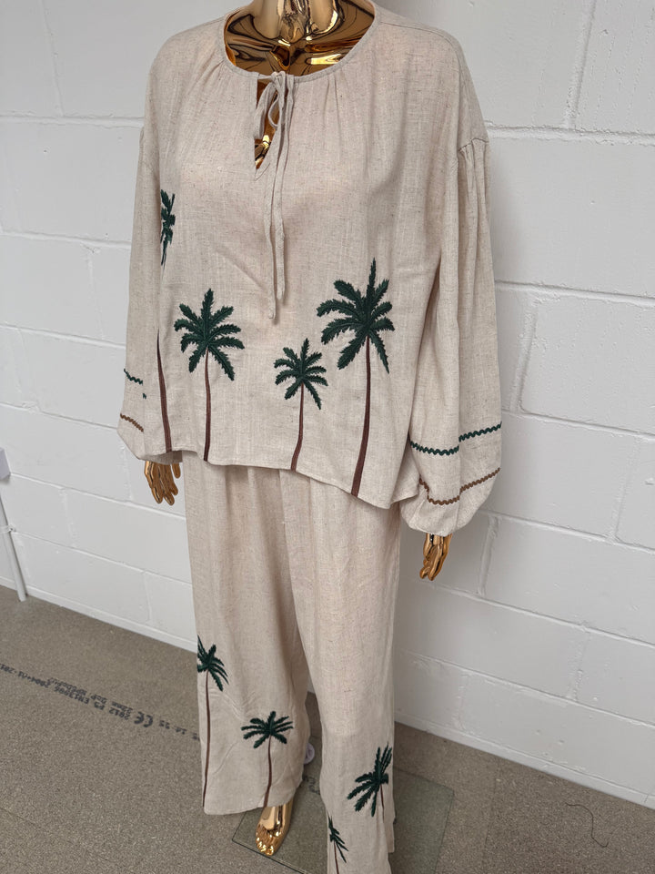 Linen Mix Palm Tree Co-Ord (2 Colours)