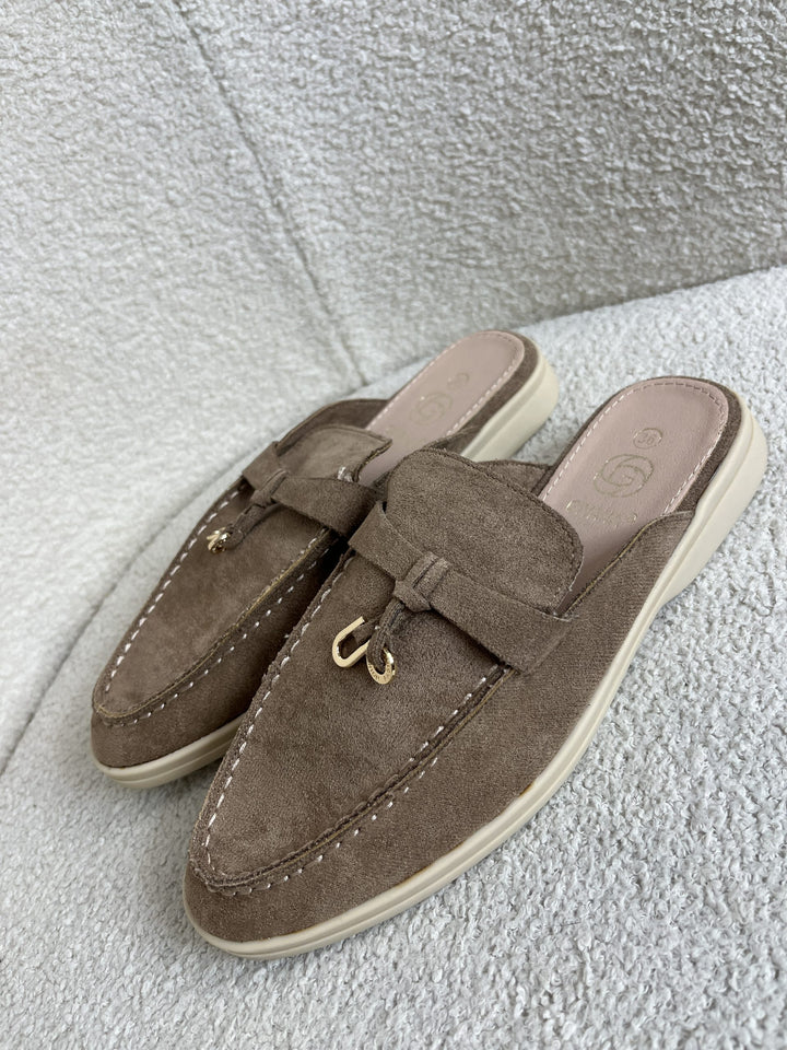 Taupe Loafer Sliders 9379