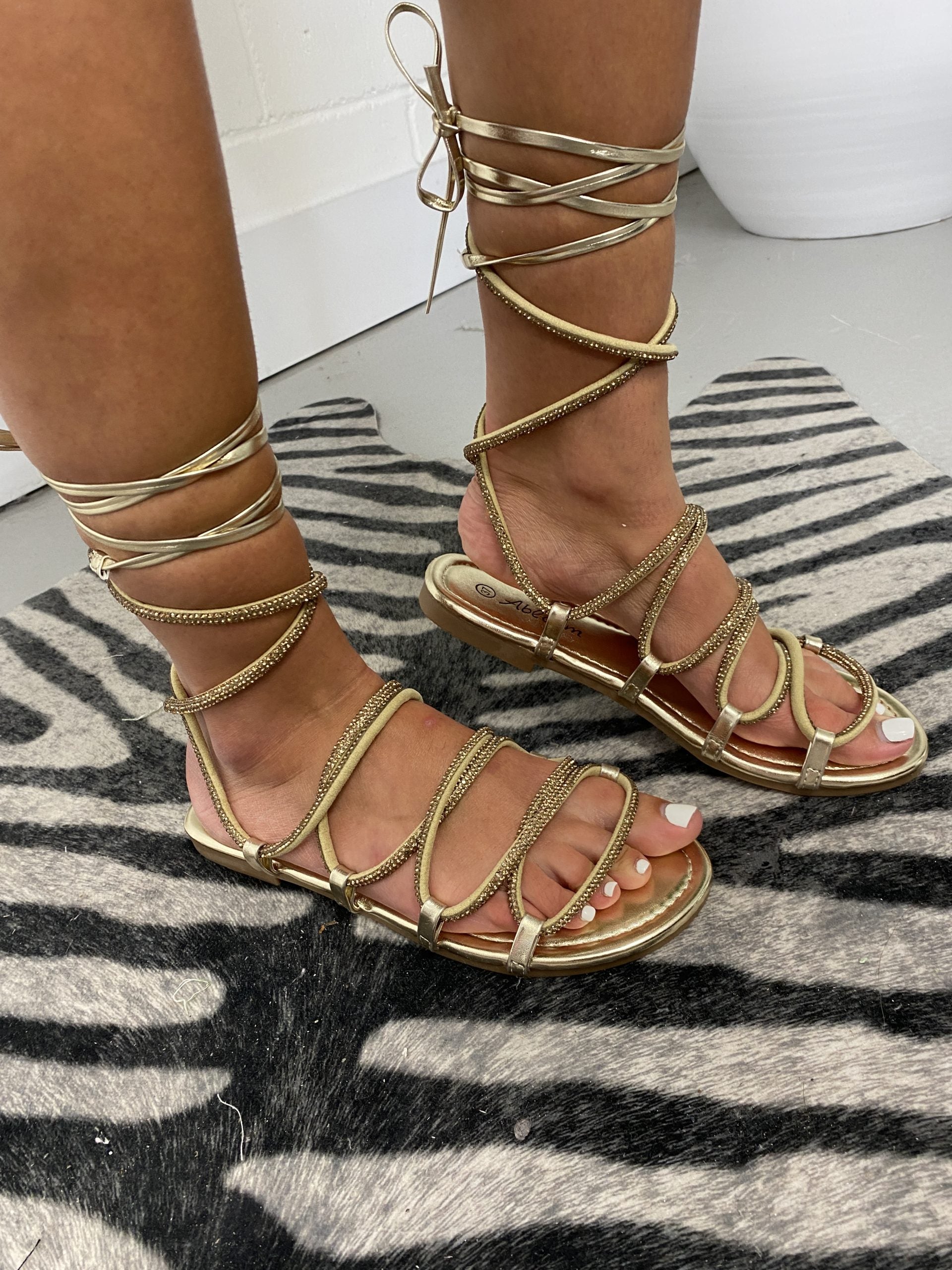 Gold Diamante Gladiator Sandals No Angel Clothing