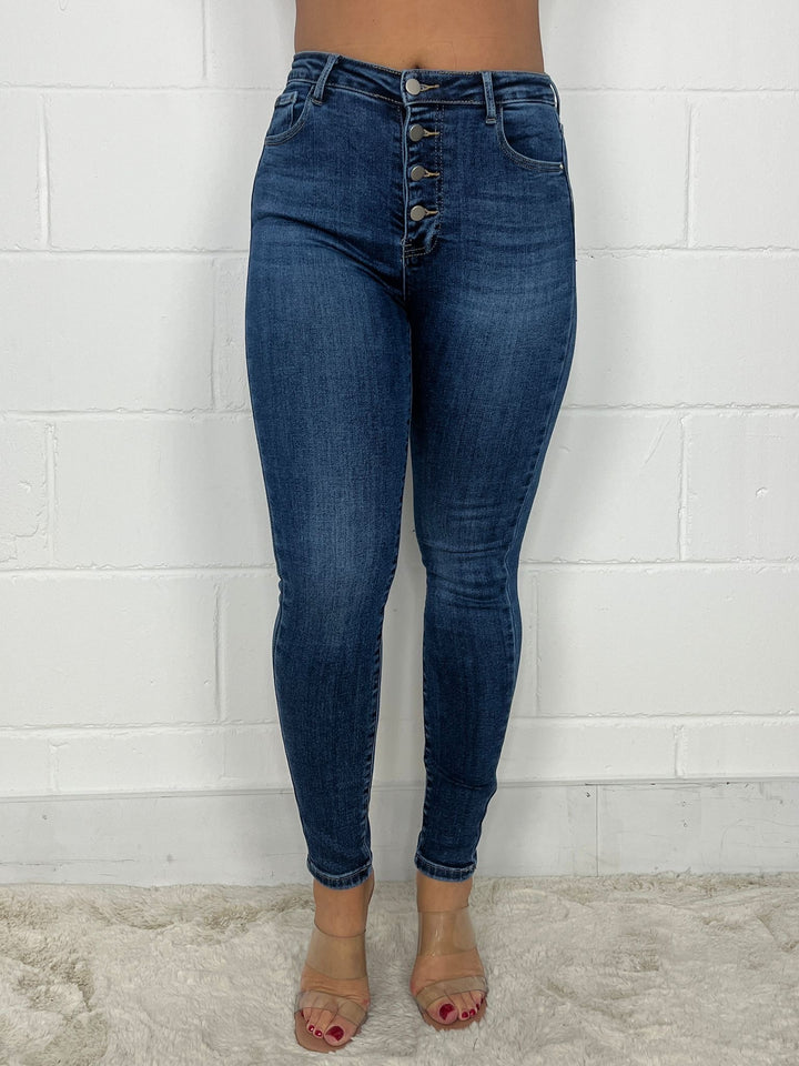 Exposed Button Jeans 2787