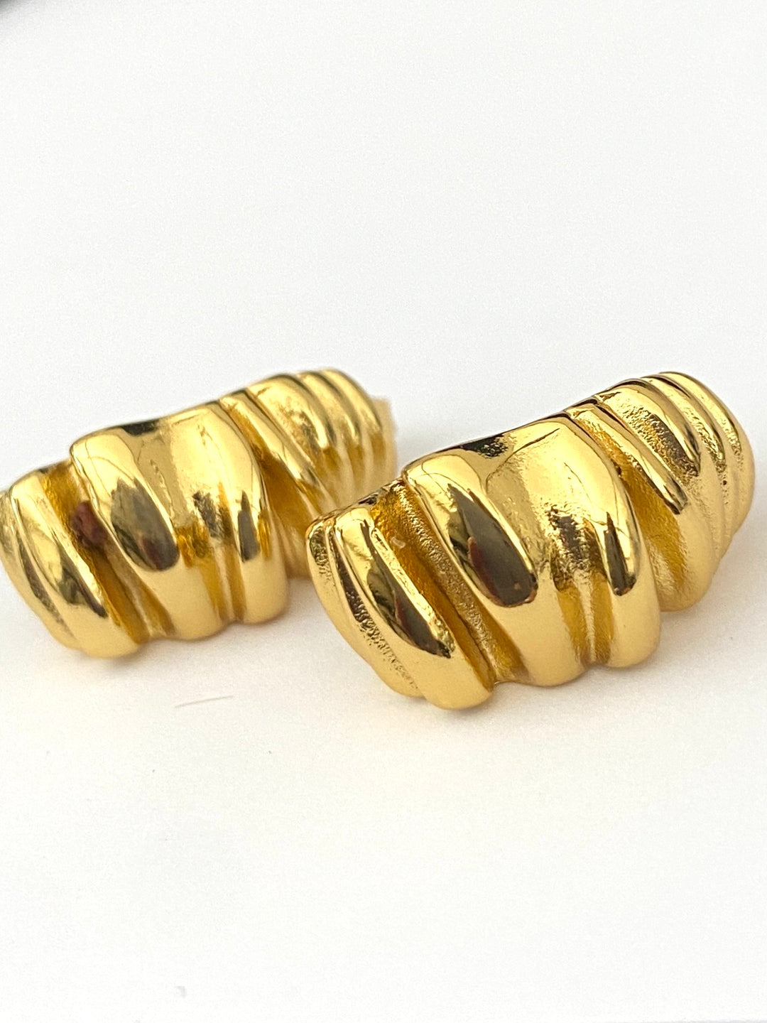 Gold Croissant Chunky Stud Earrings 9765
