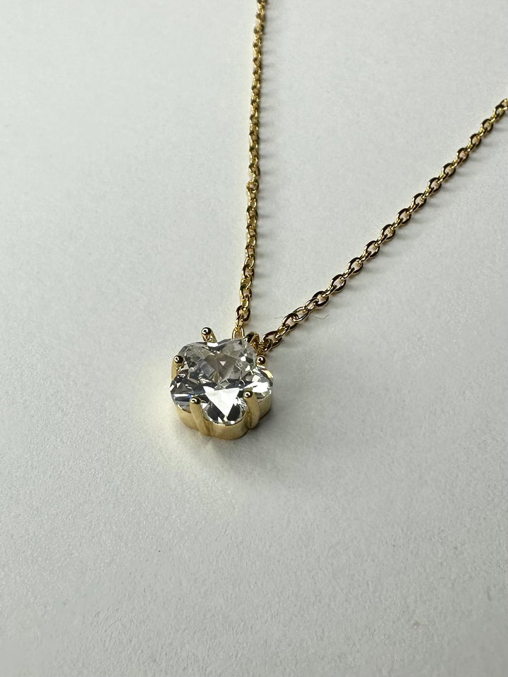 Gold Single Diamante Pendant Necklace 8031