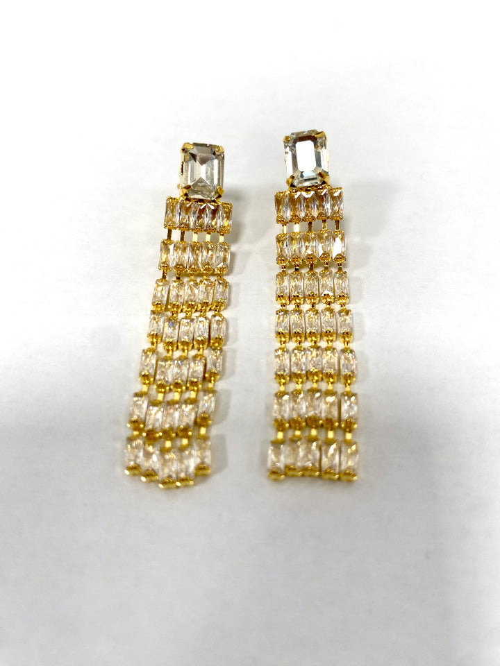 Gold/Clear Gem Drop Earrings 6340