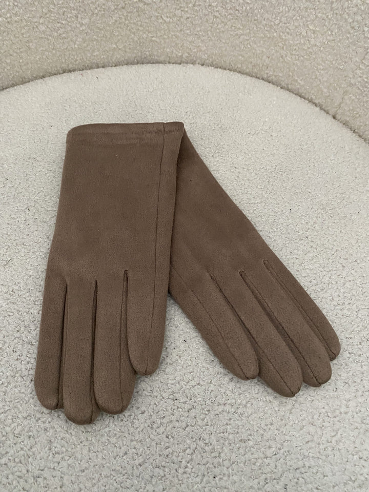 Taupe Plain Suedette Gloves 8020