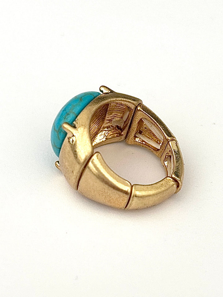 Gold Adjustable Turquoise Stone Ring